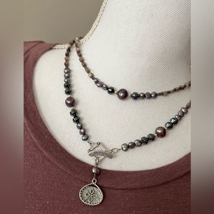 Silpada Sterling Silver Hematite Glass Pearls Shell Necklace Retired N1784
